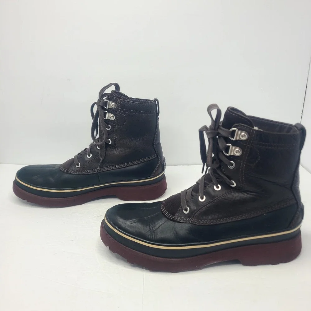 Sorel Mens Caribou Waterproof Boots Size 11.5 Brown Lace Up Winter Snow Lined